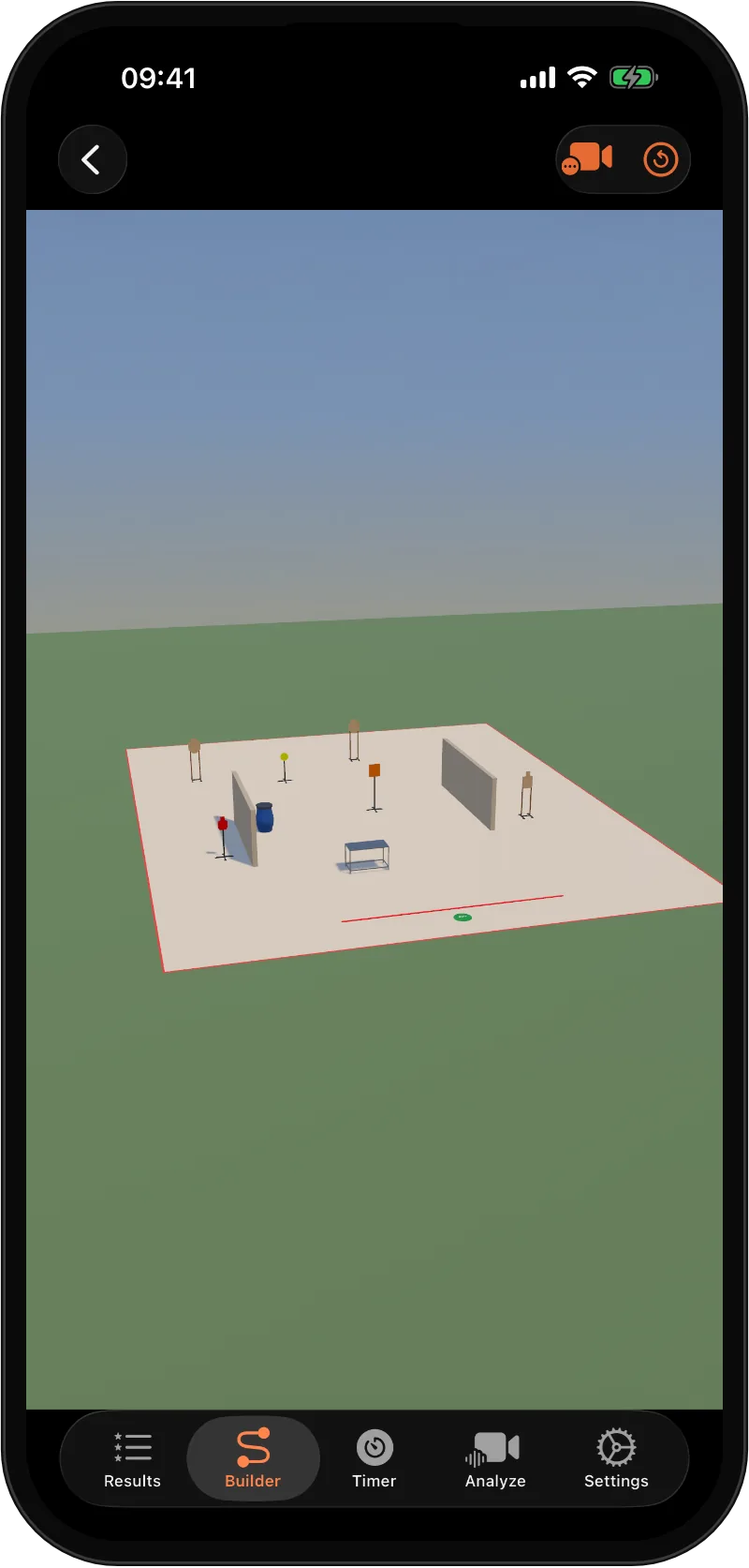 3D preview of the same stage in the Stage Builder